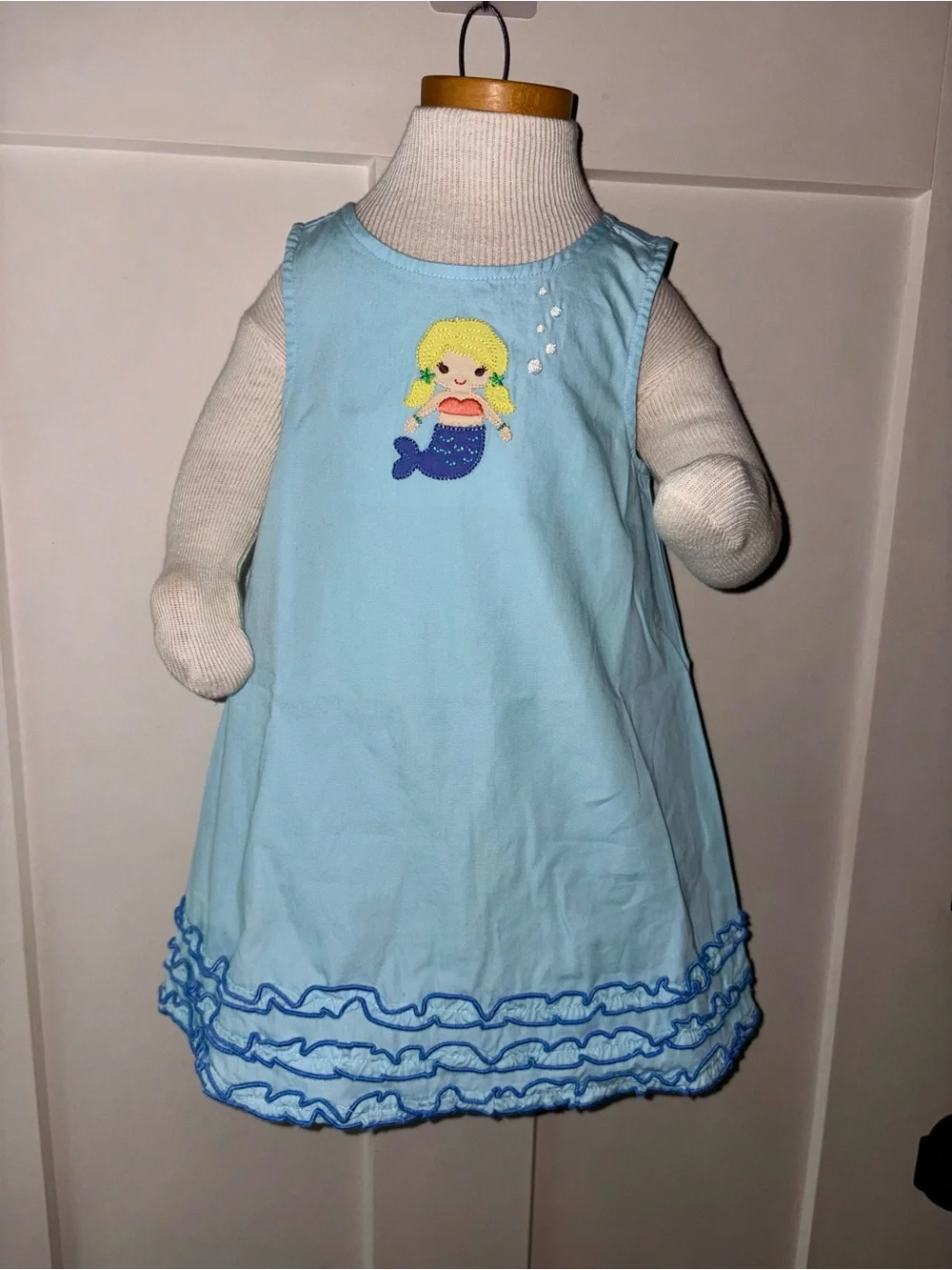 Gymboree Mermaid Magic Blue Cotton Sundress with Hat Set 18-24 mths Ruffle EUC